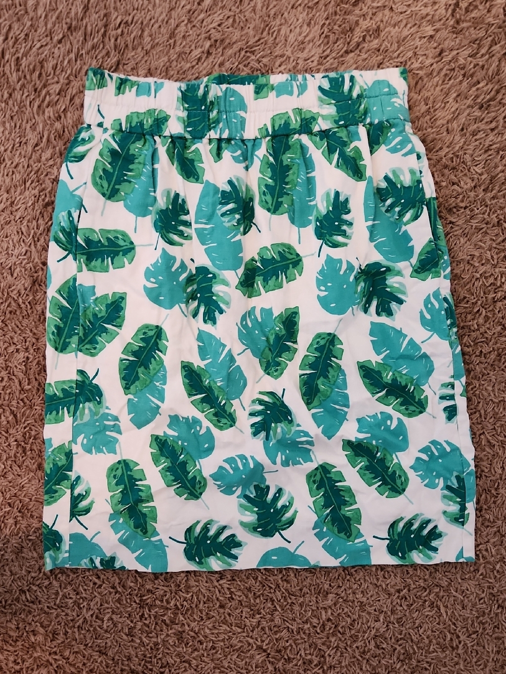 J. Crew Linen Blend Palm Print Lined Midi Skirt Size XS